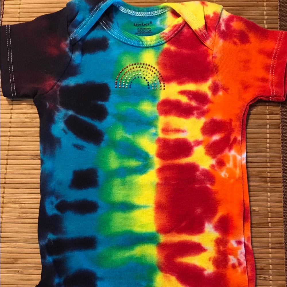 Baby Tie Dye One piece with sparkle rainbow